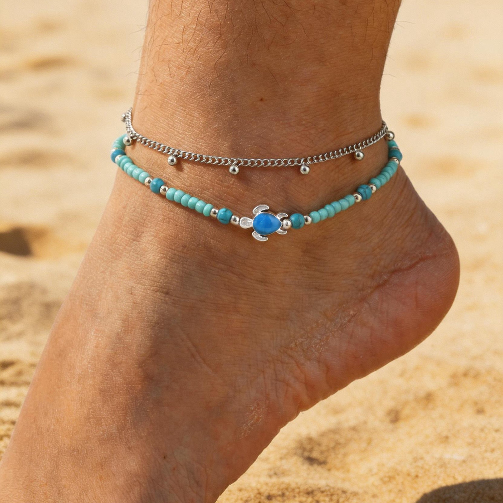 Jc Jewelry & Watches - Conjunto de Tobilleras de Acero Inoxidable