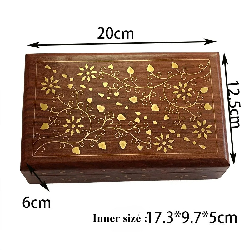 Indian Jewelry Watches - Caja de Madera Maciza con Incrustaciones