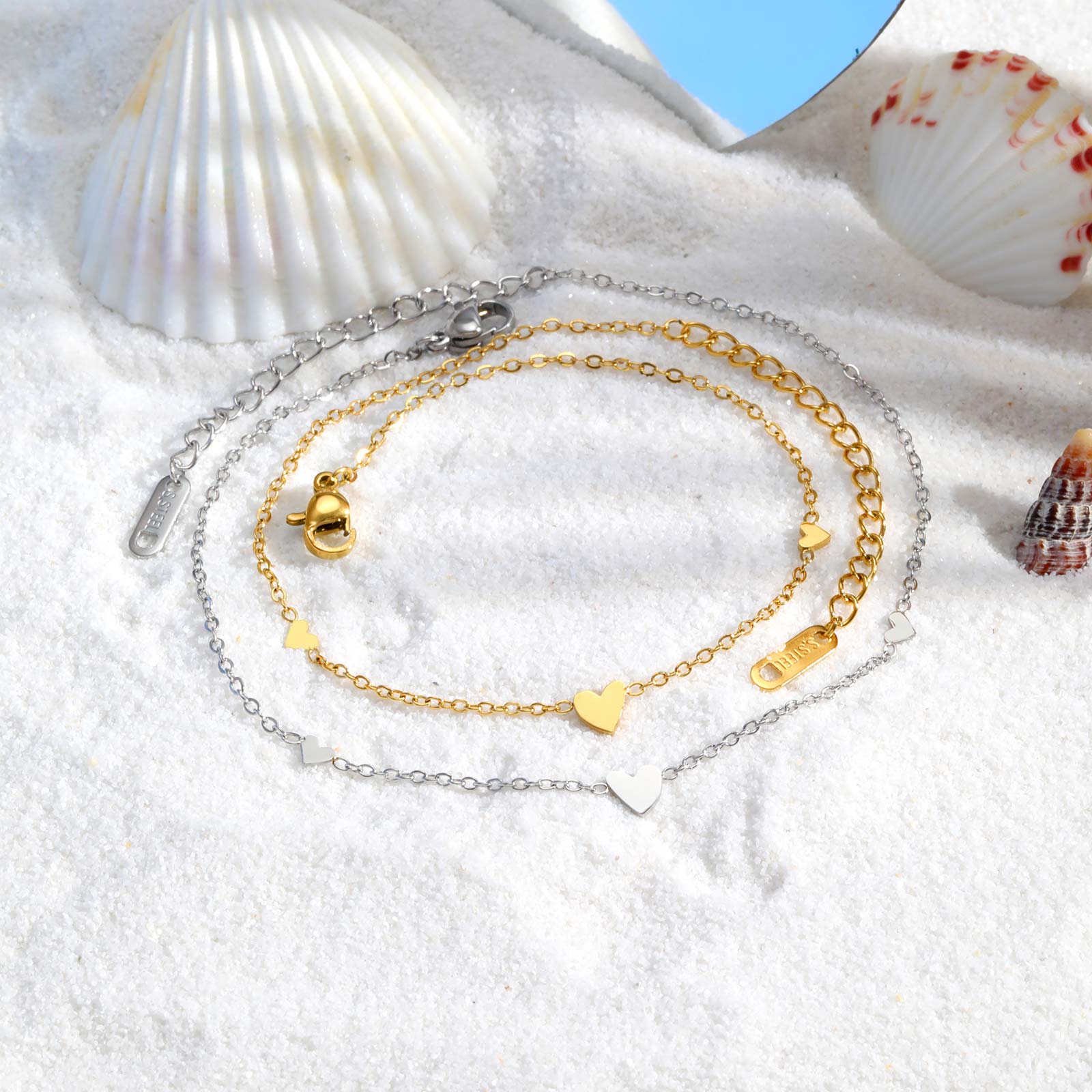 Tobilleras de corazón de acero - Jc Jewelry & Watches reseña y precio